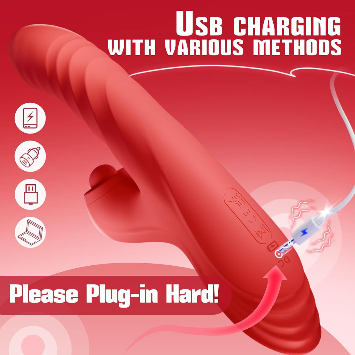 Toendi Rabbit Vibrator G Spot Sex Toys Thrusting Dildo Rose Toy for Women 10 Vibration Modes, 7 Thrusting Modes with Licking Clitoral Stimulator with Licking, Adult Sex Toy Couple AI Sync Games
