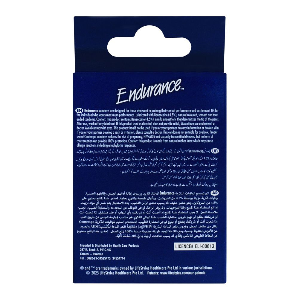 Endurance Delay Long-Lasting Condom, 3-Pack