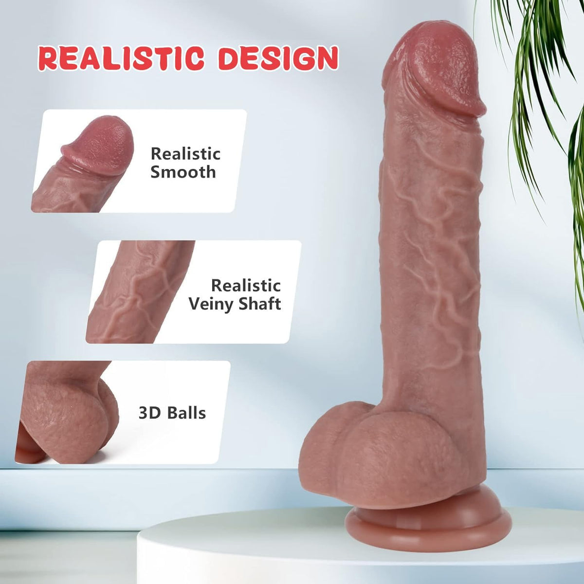 Realistic Dildo – 7.8 Liquid Silicone Toy with Strong Suction Cup, Lifelike Veiny Texture & Resilient Firmness, Hands-Free G Spot Focused Design for Women & Beginners