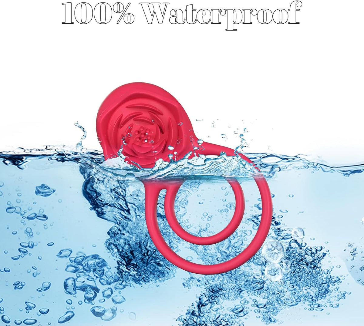 Vibrating Cock Ring with Rose Clitoral Stimulator, Pleasure Penis Ring Vibrator Couples Adult Sex Toys for Men Women, 7 Vibrations Male Couple Sex Toy