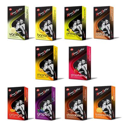 Kama Sutra Flavours Dotted Condoms - Pack of 10, 100 No's