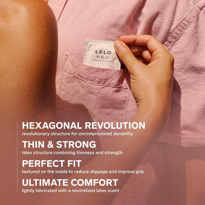 Lelo Hex The Re-Engineered Luxury Condoms With Unique Hexagonal Structure, 12 Count