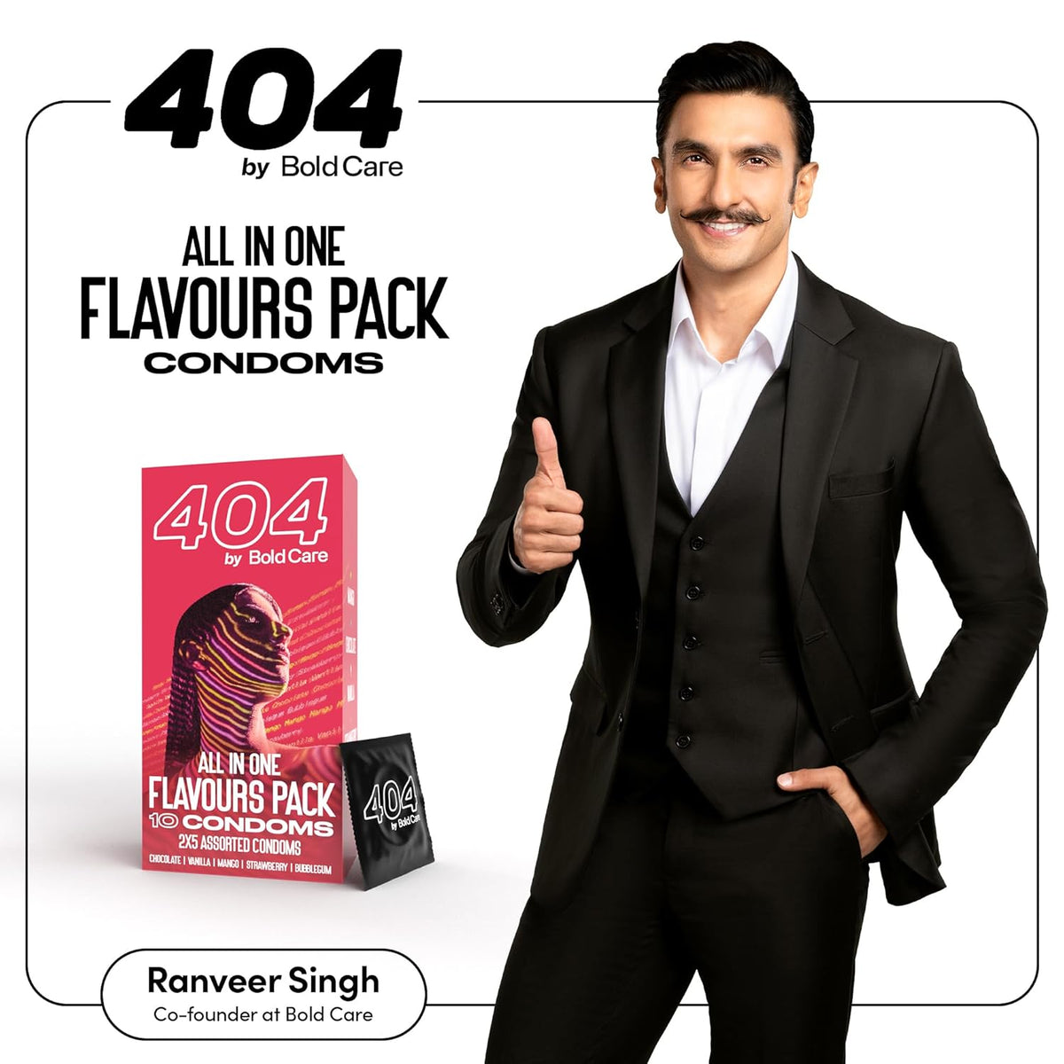 Bold Care 404 All-In-One Multi-Flavour Condoms Pack - 2 x 5 Assorted condoms in each pack - (Pack of 3)