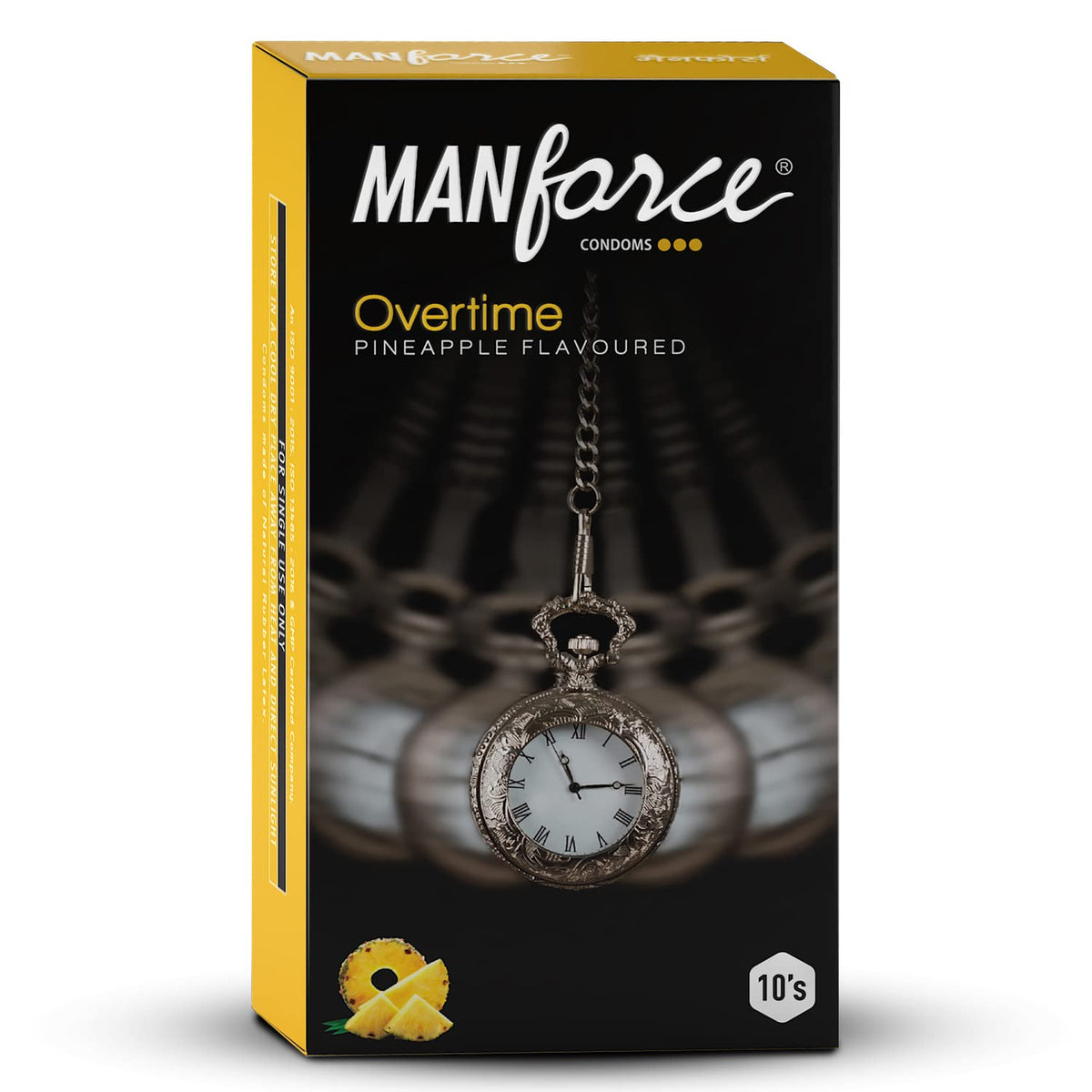 Manforce Overtime Pineapple Flavoured Condoms for Men 20 pcs Dotted, Contoured & Ribbed Condoms For Long-Lasting Pleasure Of Both India’s No. 1 Condom Brand for Safe Sex