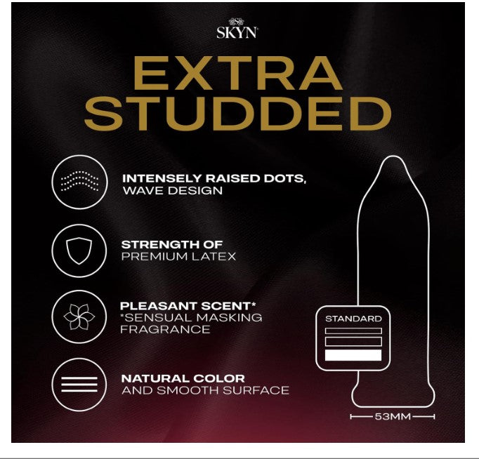 SKYN Extra Studded, 22 Count, Lubricated Latex-Free Condoms, Unique Texture Intensifies Every Moment