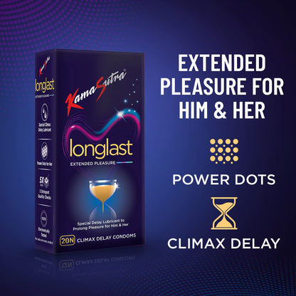 KamaSutra LongLast Condom for Men Dotted Combo Pack of 20