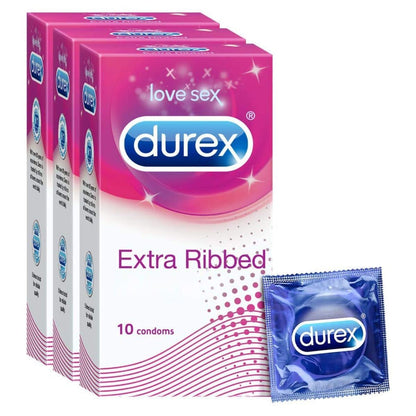 Durex Condoms, Extra Ribbed- 10s (Pack of 3)