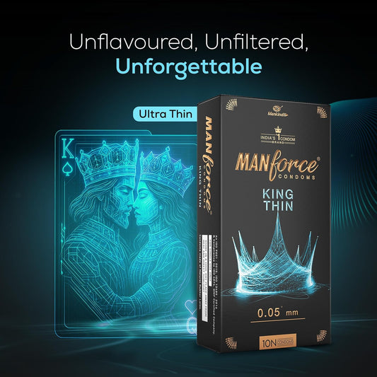 Manforce King Thin Ultra-Thin Unflavoured Condoms, 10 Pieces x Pack of 2