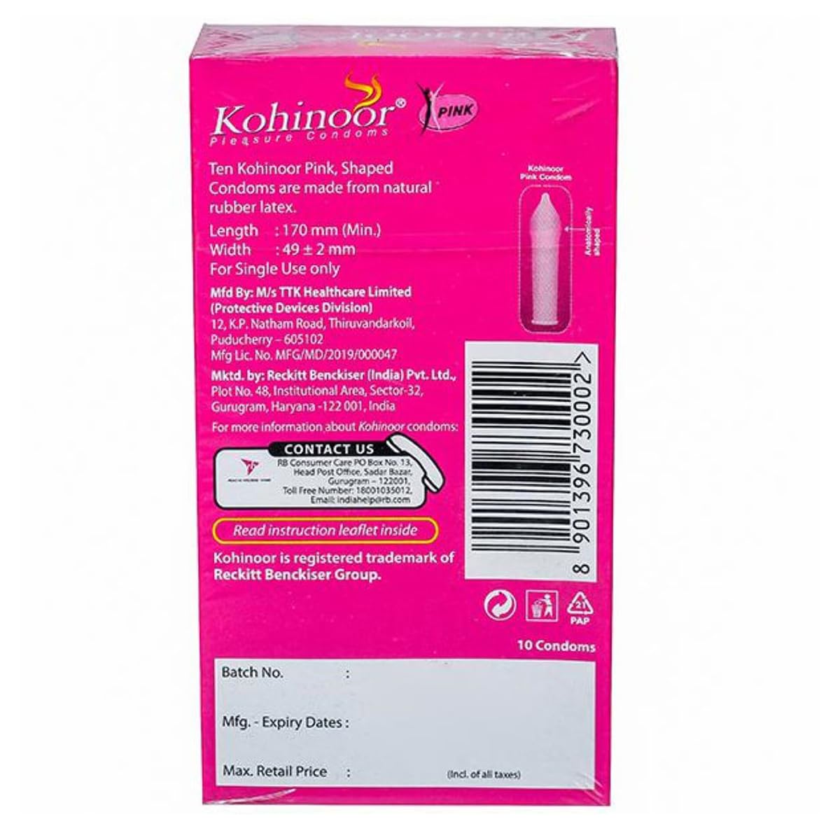 Kohinoor Pink - Pack of 10 Condoms