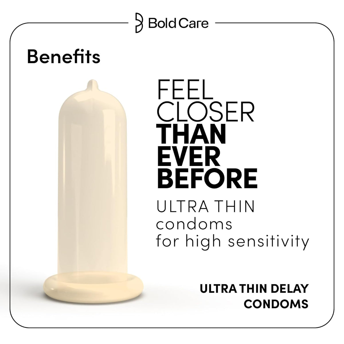 Bold Care Ultra Thin Lubricated Condoms (Pack Of 10) For Men With Disposable Pouches And 4.5% Benzocaine 60 Microns Paraben Free Close Fit Barely There Condom Transparent Extra Thin Condom