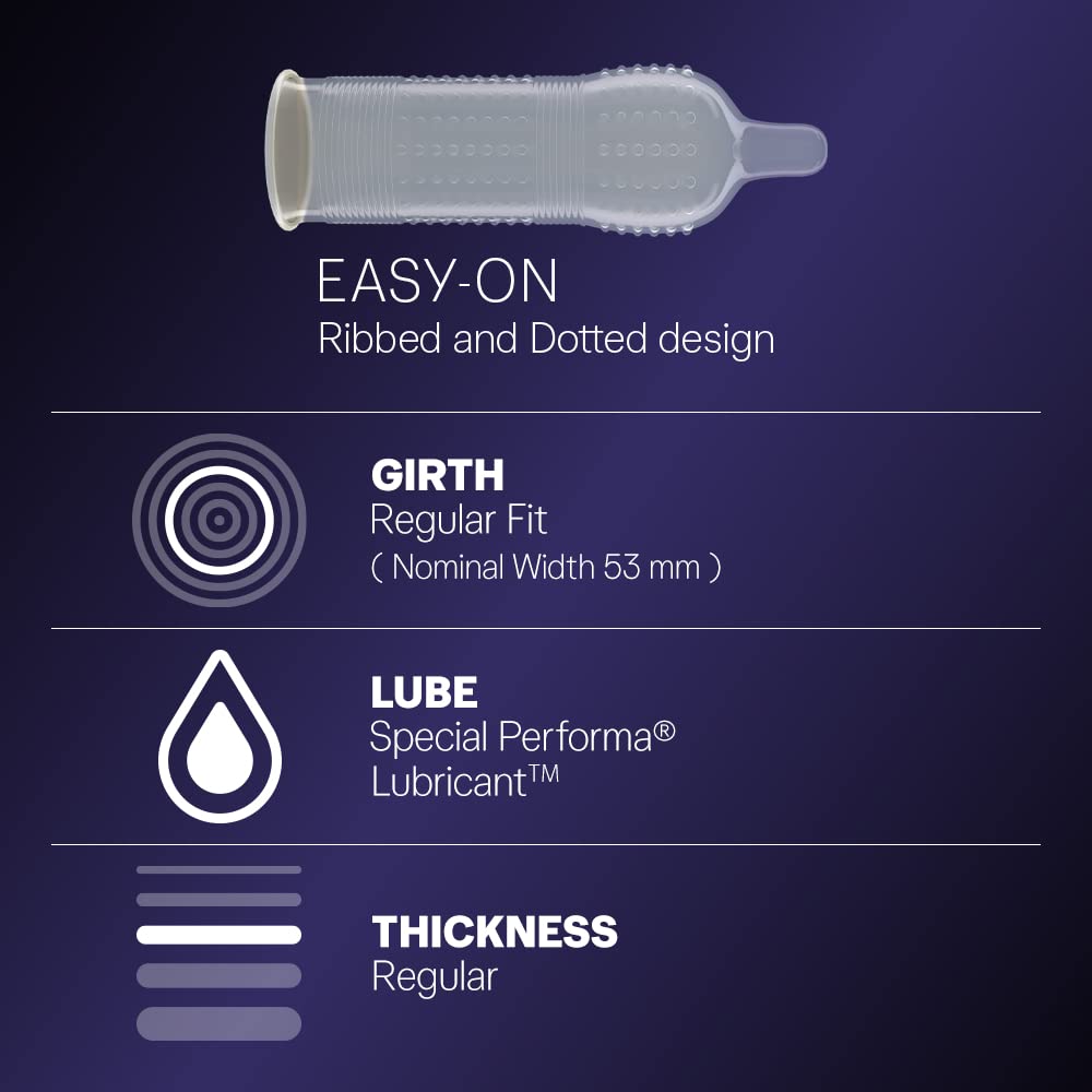 Durex Multi-pack Condoms for Men (Extra Time, Extra Dotted, Extra Ribbed, Extra Time) - 10 count (Pack of 4)