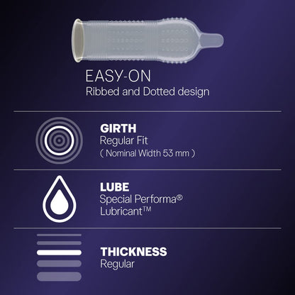 Durex Multi-pack Condoms for Men (Extra Time, Extra Dotted, Extra Ribbed, Extra Time) - 10 count (Pack of 4)