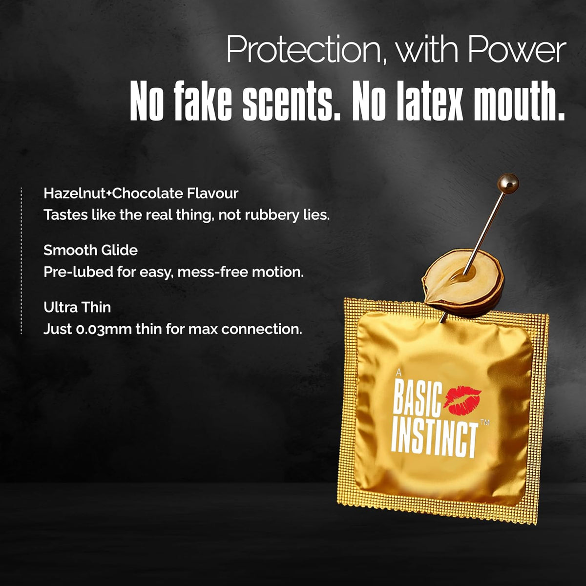 Basic Instinct Climax Delay Ultra-Thin Latex Condoms for Men Hazelnut & Chocolate Flavoured 3 Pcs, (Pack of 5)