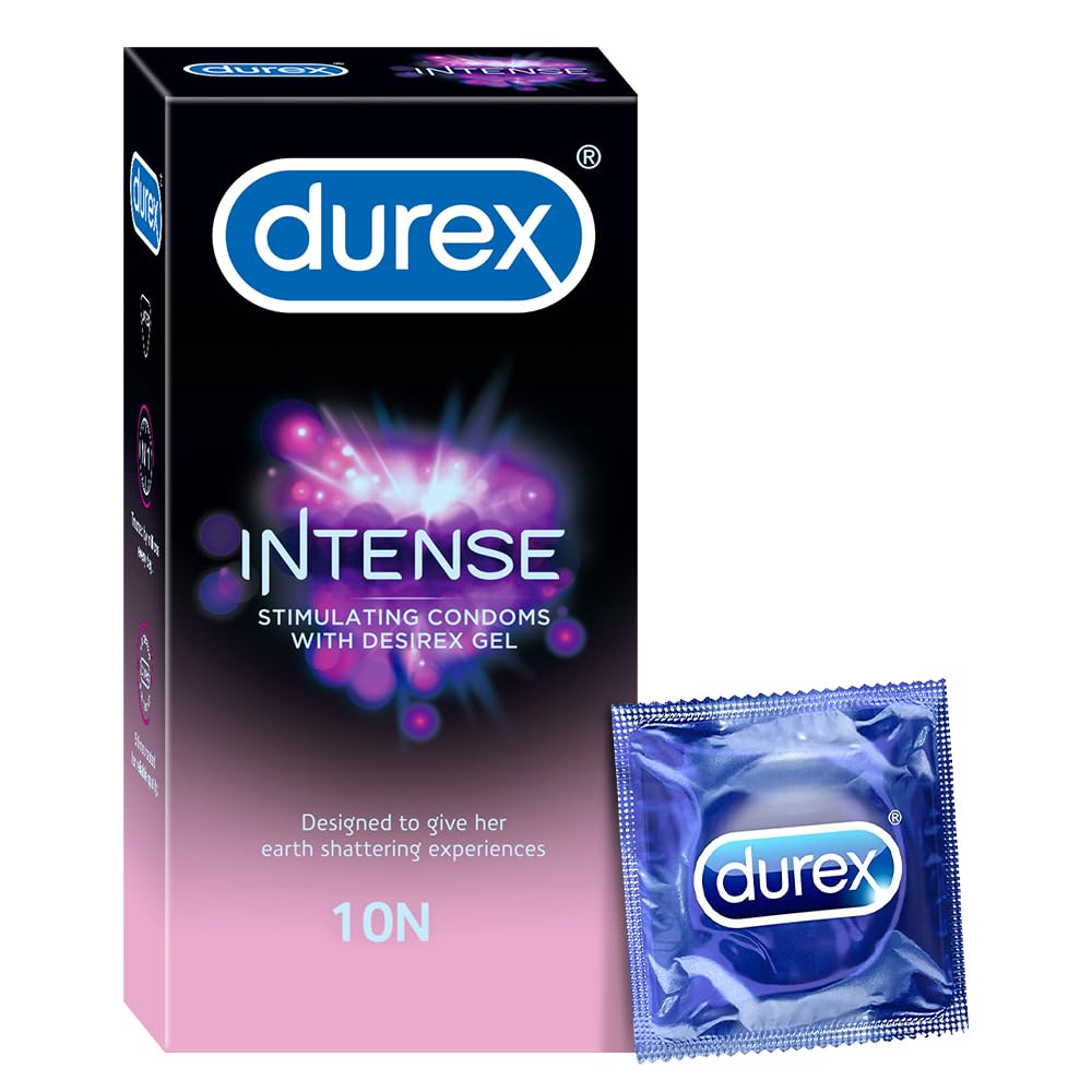 Durex Intense Condoms for her - 10 Count Dotted and Ribbed condom with Desirex gel