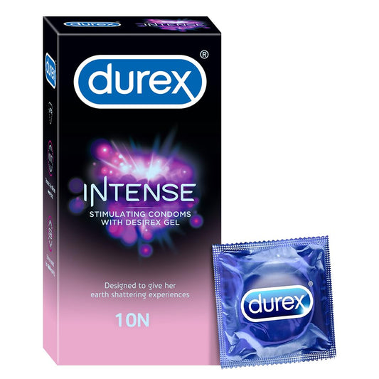 Durex Intense Condoms for her - 10 Count Dotted and Ribbed condom with Desirex gel