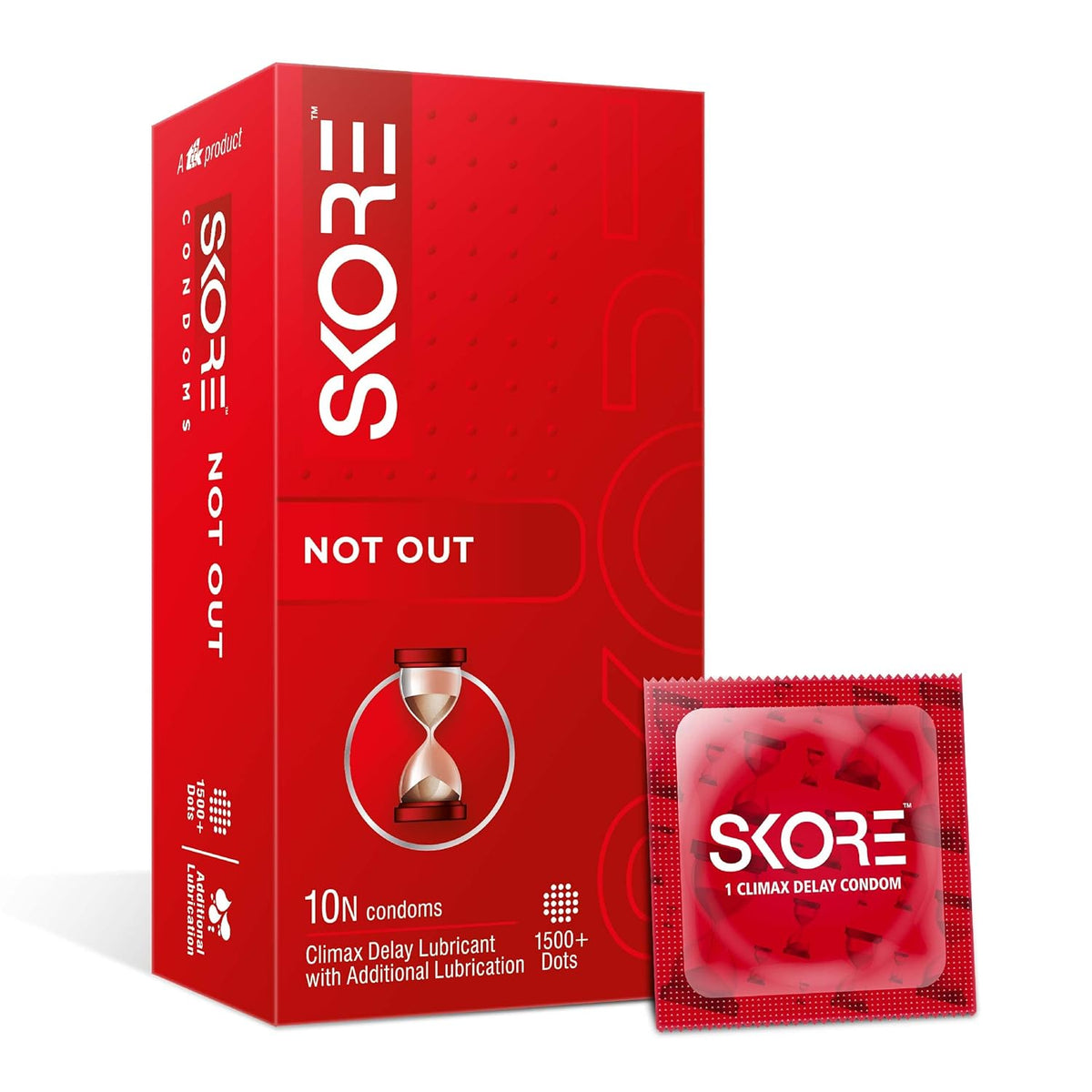 Skore Notout Climax Delay Condoms 1500+ Dots Coloured - 10 Pieces Pack of 1