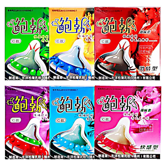 JoyStick Natural Latex Condoms with Ribbed Contour, Dotted Texture, Extra Time Delay Feature, Pack of 6