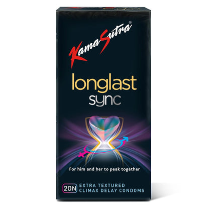 KamaSutra LongLast Sync Condom for Men Multi Textured Dotted Ribbed Contoured Combo Pack of 20