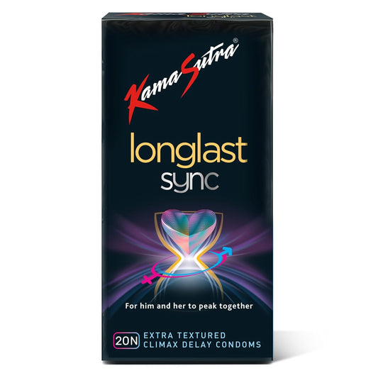 KamaSutra LongLast Sync Condom for Men Multi Textured Dotted Ribbed Contoured Combo Pack of 20
