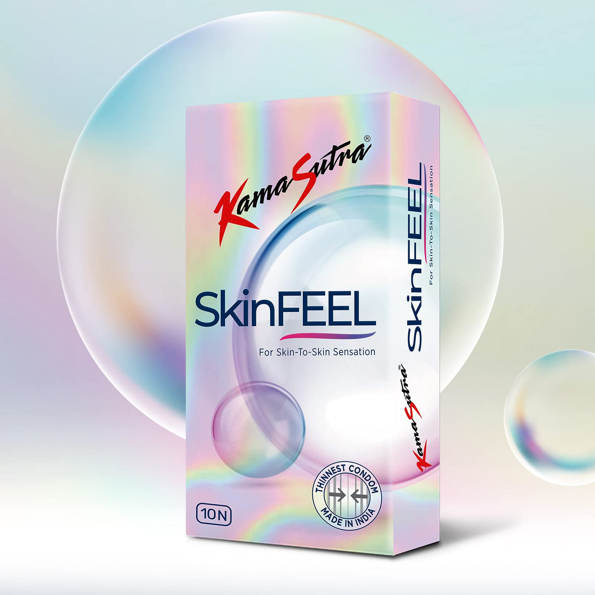 KamaSutra SkinFEEL Thinnest Condom for Men Skin to Skin Sensation Combo Pack of 10