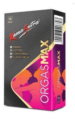 KAMA SUTRA Luxury Series Condoms for Men , Orgasmax (4in1) Condoms , Ribbed, Dotted, Contoured, and Climax Delay, 12 Pieces