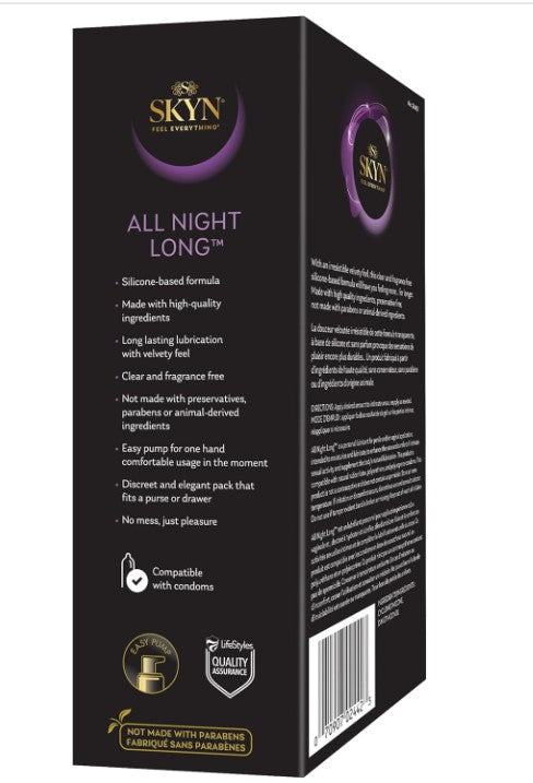 SKYN All Night Long Silicone-Based, Long Lasting Lube (2.7 oz) for Men, Women and Couples, Safe with Latex and Non-Latex Condoms