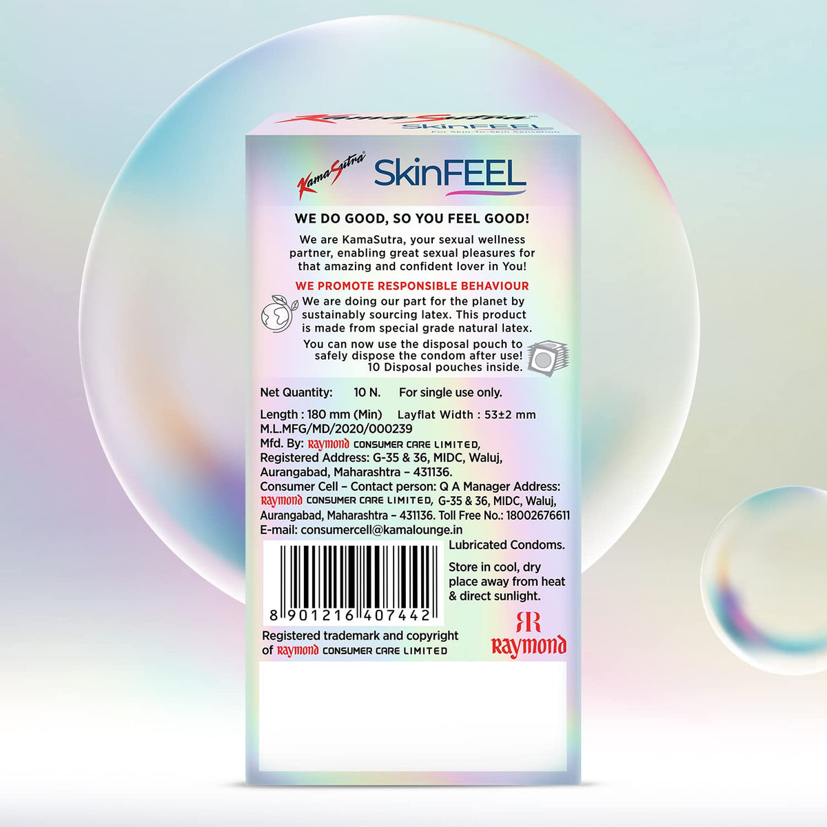 KamaSutra SkinFEEL Thinnest Condom for Men Skin to Skin Sensation Combo Pack of 10