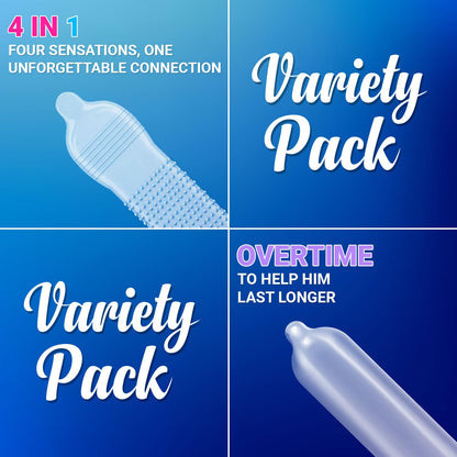 NOTTY BOY Condom For Man Combo Pack of 100 Pieces (Set of 10) - Big Dotted, Extra Delay, Ultra Thin, Ribbed, Lubricated, 4-IN-1, Snug Fit, Flavours and 3inOne